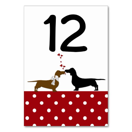 Pois et Mariages Dachshunds Numéro de table (Dos)