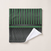 Pois et rayures verts et noirs (Gant de toilette)