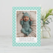 Pois faire-part de naissance Aqua Modern Card (Debout devant)