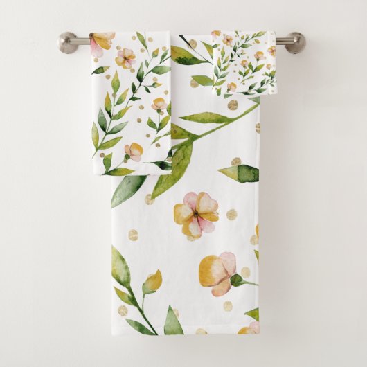 Pois floral de jaune de moutarde de vert forêt (En situation)