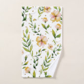 Pois floral de jaune de moutarde de vert forêt (Serviette à main)