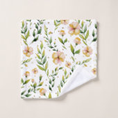 Pois floral de jaune de moutarde de vert forêt (Gant de toilette)