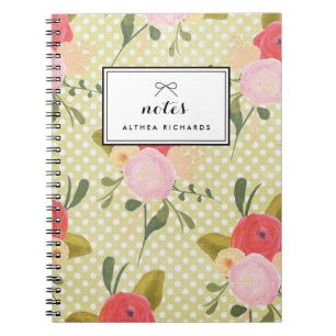 Pois Floral Motif Carnet personnalisé