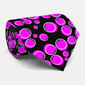 Pois Funky Fuchsia sur la Cravate noire (Roulé)