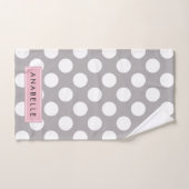 Pois gris, Motif Pointe Polka, Votre Nom (Serviette à main)