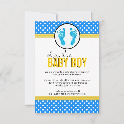 Pois - Invitation de Baby shower de garçon (Devant)