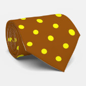 Pois jaune classique sur la cravate Brown (Roulé)