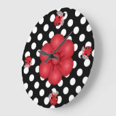 Pois & Ladybugs Horloge murale (Angle)