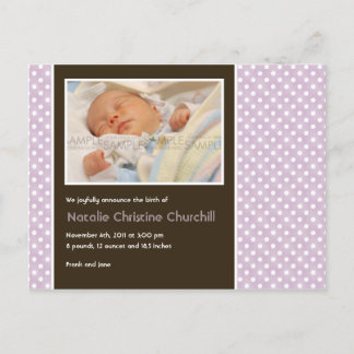 Pois Lilac/Brown ・ Faire-part bébé