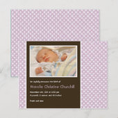 Pois Lilac/Brown ・ Faire-part bébé (Devant / Derrière)
