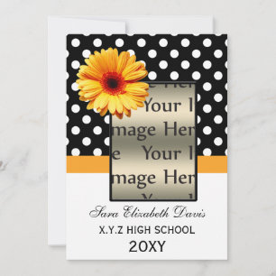 pois marguerite jaune Graduation photo Invitations