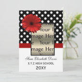 pois marguerite rouge Graduation photo Invitations (Debout devant)
