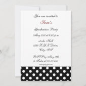 pois marguerite rouge Graduation photo Invitations (Dos)
