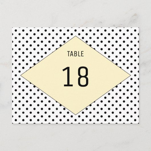 Pois moderne jaune Numéro de table Carte postale (Devant)