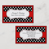 Pois noir et blanc avec les cartes de visite (Devant / Derrière)