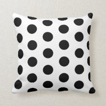 Pois noirs chic sur oreiller à lancer blanc
