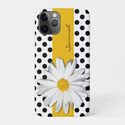 Pois noirs et blancs, Coque Daisy iPhone 11 (Dos)