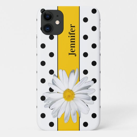 Pois noirs et blancs, Coque Daisy iPhone 11 (Dos)