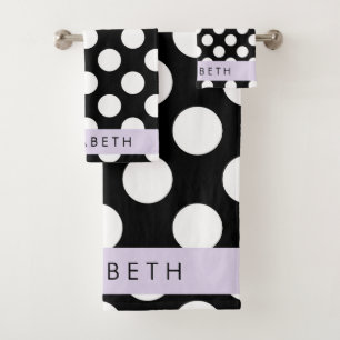 Pois noirs et blancs, pointillés, Votre nom