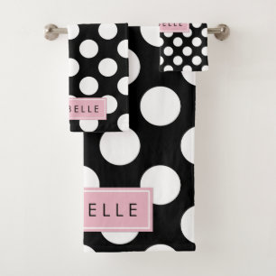 Pois noirs et blancs, pointillés, Votre nom