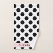 Pois noirs et blancs, pointillés, Votre nom (Serviette à main)