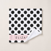 Pois noirs et blancs, pointillés, Votre nom (Gant de toilette)