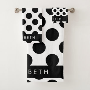 Pois noirs et blancs, pointillés, Votre nom