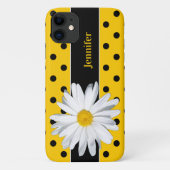 Pois noirs et jaunes, Coque Daisy iPhone 11 (Dos)