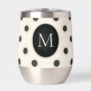 Pois noirs sur blanc antique Monogramme