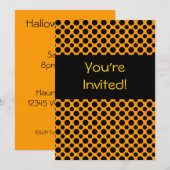 Pois noirs sur invitation personnalisée Orange (Devant / Derrière)