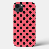 Pois noirs sur le Coque corallien-coque iphone Mat