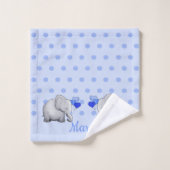 Pois Nom du bébé Blue Elephant Shower Nursery (Gant de toilette)