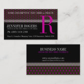 Pois profond rose Motif Cartes de visite noirs (Devant / Derrière)