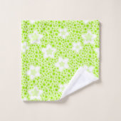 Pois rétro vert vif avec motif floral (Gant de toilette)