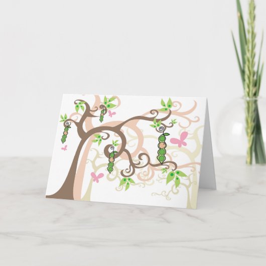 Pois rose dans une carte de baby shower de fille (Devant)