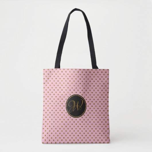 Pois rose de parties scintillantes d'or des sacs (Devant)