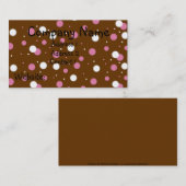 Pois rose et blanc sur les cartes de visite Brown (Devant / Derrière)