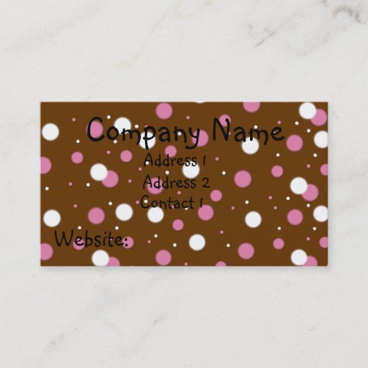 Pois rose et blanc sur les cartes de visite Brown (Devant)