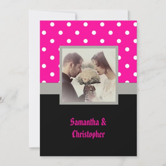 Pois rose faire-part de mariage (Dos)