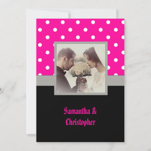 Pois rose faire-part de mariage