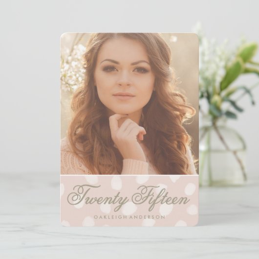 Pois rose | Faire-part d'obtention d'une licence p (Debout devant)