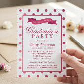 Pois rose Invitation du Graduation Party
