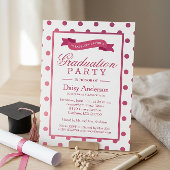Pois rose Invitation du Graduation Party