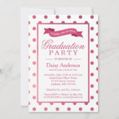 Pois rose Invitation du Graduation Party (Devant)