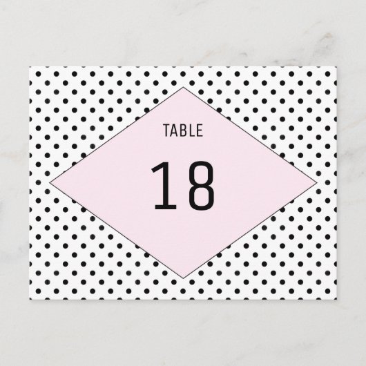 Pois rose moderne Numéro de table Carte postale (Devant)
