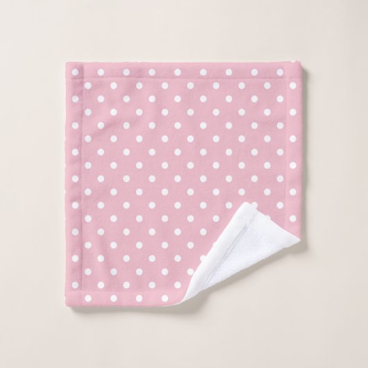 Pois rose pâle et blanc (Gant de toilette)