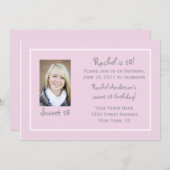 Pois rose sucré 16 Anniversaire Invitation (Devant / Derrière)