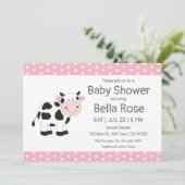 Pois rose Vache bébé douche Invitations (Debout devant)