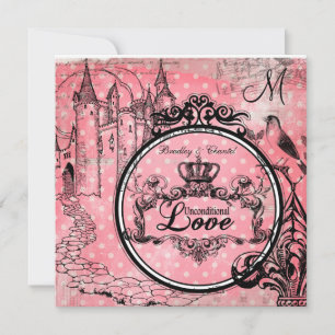 Pois roses Invitation à un mariage d'amour incondi