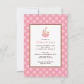 Pois roses Invitations de douche bébé (Dos)